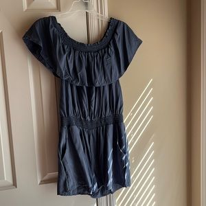 Off the shoulder blue romper   Brand sage. Size medium. Great condition